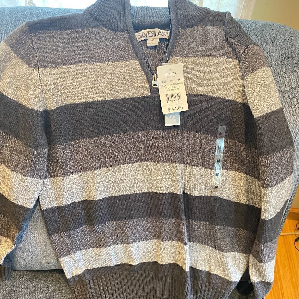 NEW Silverlake Boys Quarterzip Striped Sweater - Medium